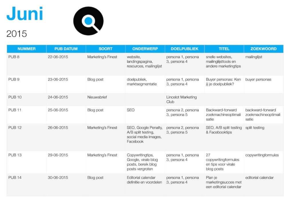 Editorial Calendar