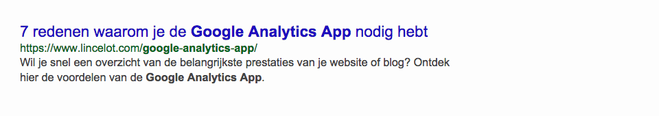 SEO-titels en meta-omschrijvingen - Google Analytics App