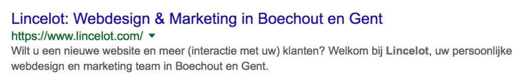 SEO-titel en META-omschrijving Lincelot voor lokale SEO