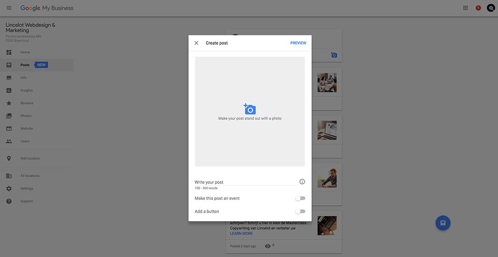 Google Posts - Google Posts maken - Lincelot - S