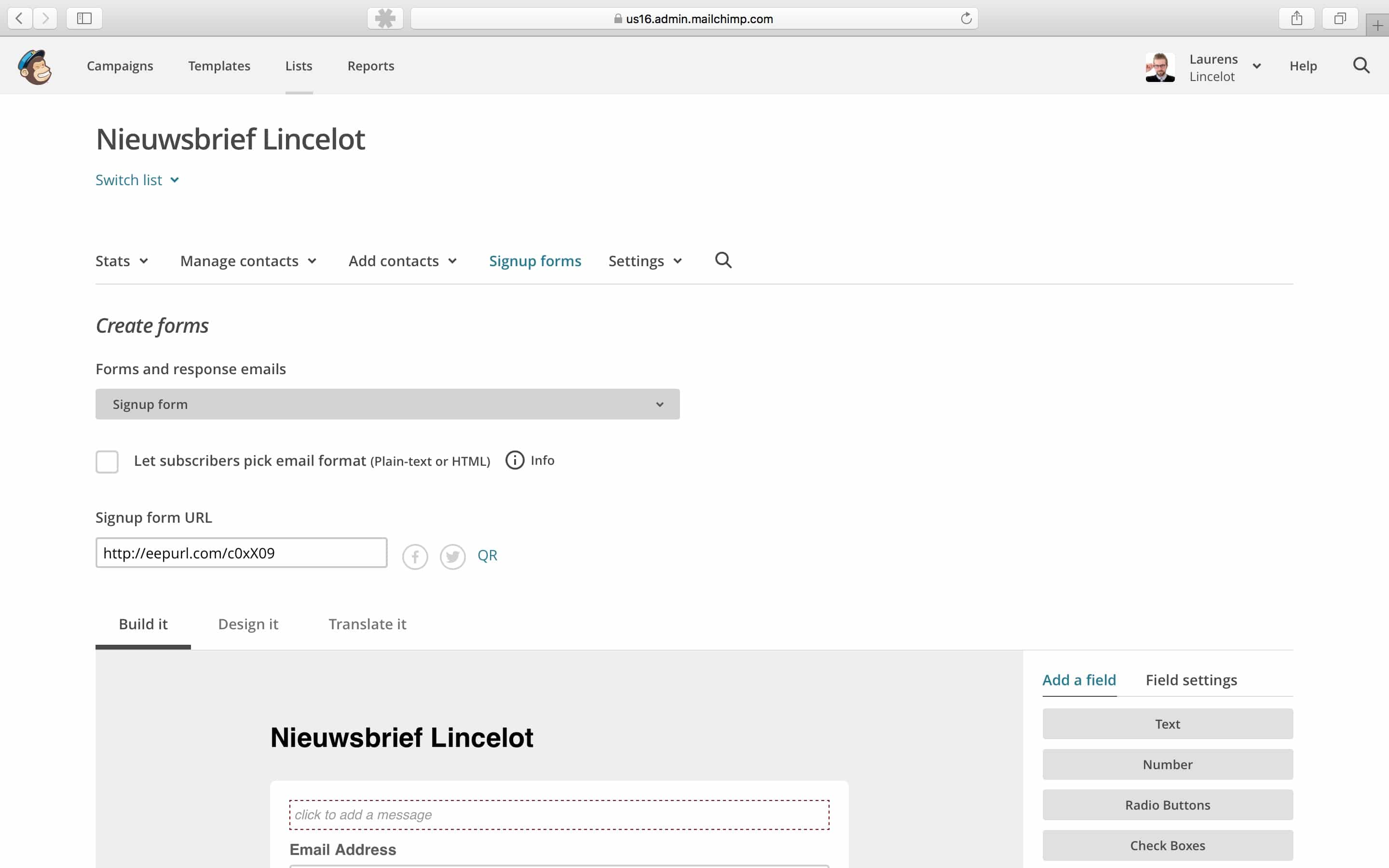 Inschrijvingsformulieren maken - Handleiding MailChimp - Lincelot