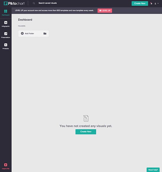 Online foto's bewerken - 5 gratis fototools - Piktochart Dashboard - Lincelot