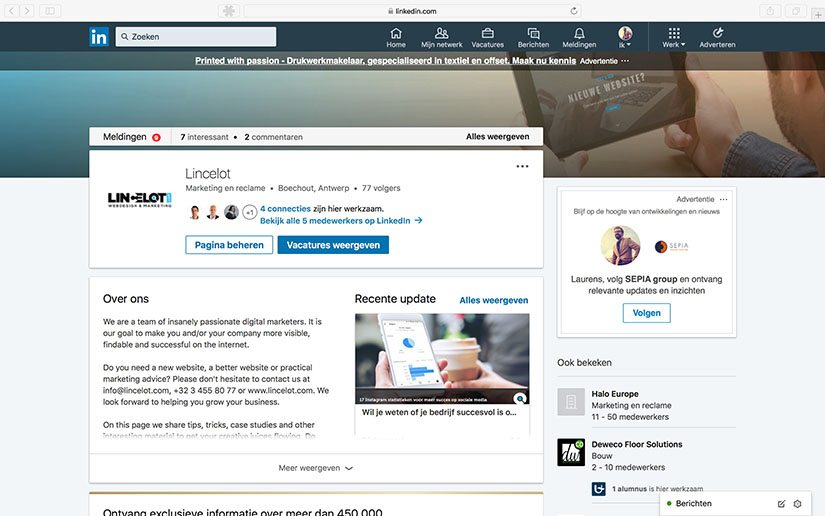 LinkedIn Bedrijfspagina - Lincelot - S