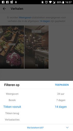 Overzicht Verhalen - Instagram Statistieken - Lincelot