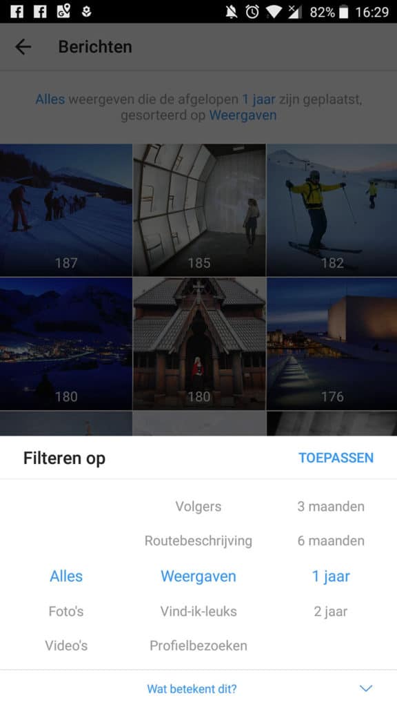 Overzicht berichten - Instagram Statistieken - Lincelot