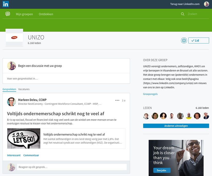 Unizo LinkedIn Groep