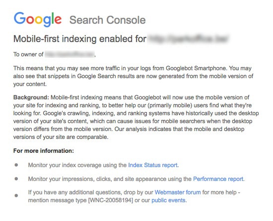 Mobile-first index enabled for your website - Lincelot