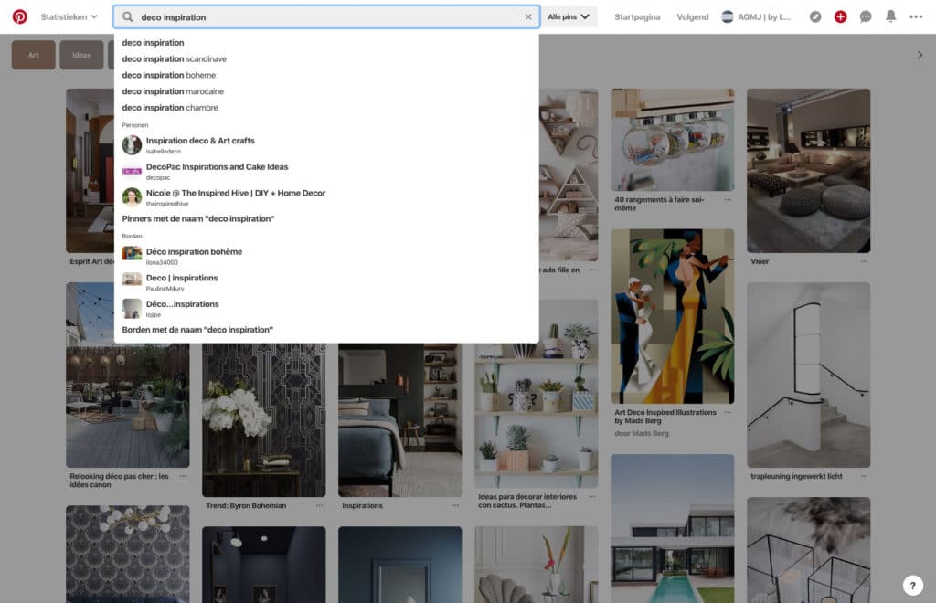 Wat is Pinterest en wat zijn de voordelen voor je bedrijf - Voorbeeld Search