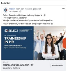 Voorbeeld Facebook vacature - Facebook vacatures vind nieuwe werknemers via social media - Lincelotkopie