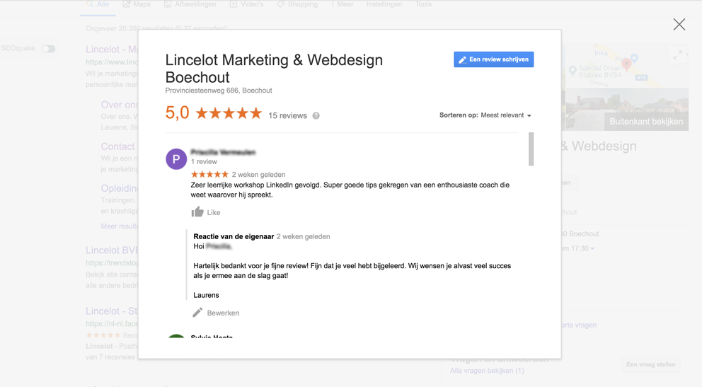 Hoe verzamel je Google recensies voor je bedrijf - voorbeeld reactie - Lincelot