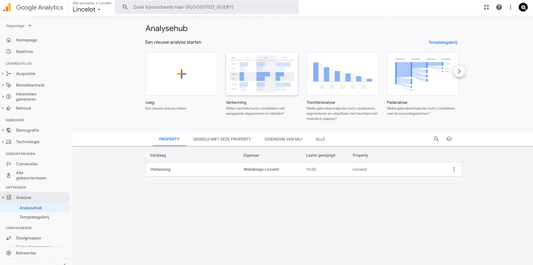schermafbeelding google analytics 4 - Lincelot - analysehub