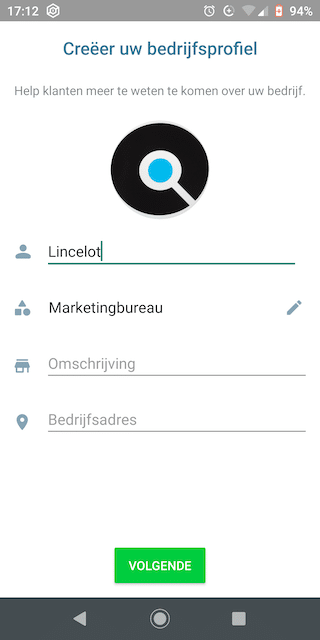 4. Vul de basisgegevens van je bedrijf aan. Staat jouw soort bedrijf niet bij de standaardcategorieën? Tik dan op ‘Zoeken in categorieën’ bovenaan. Zo krijg je veel meer opties te zien.