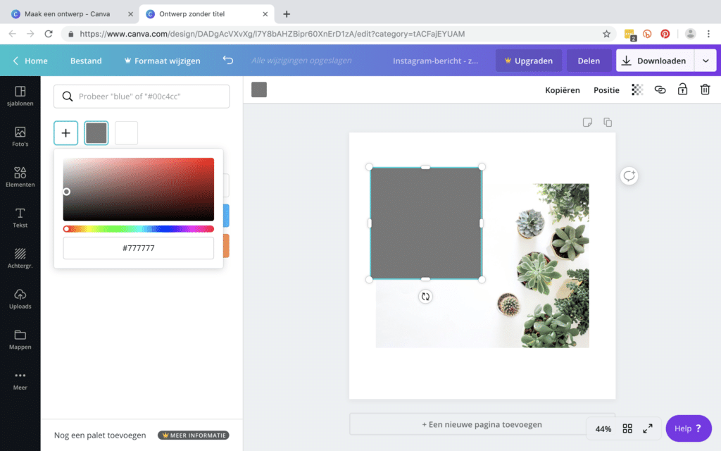 Kleuren kiezen op Canva