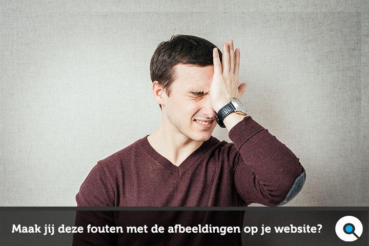 Man is kwaad op zichzelf na het maken van seo-fouten met afbeeldingen op zijn website.