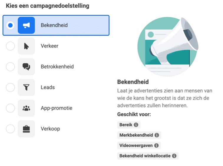 Campagnedoelstelling - Bekendheid