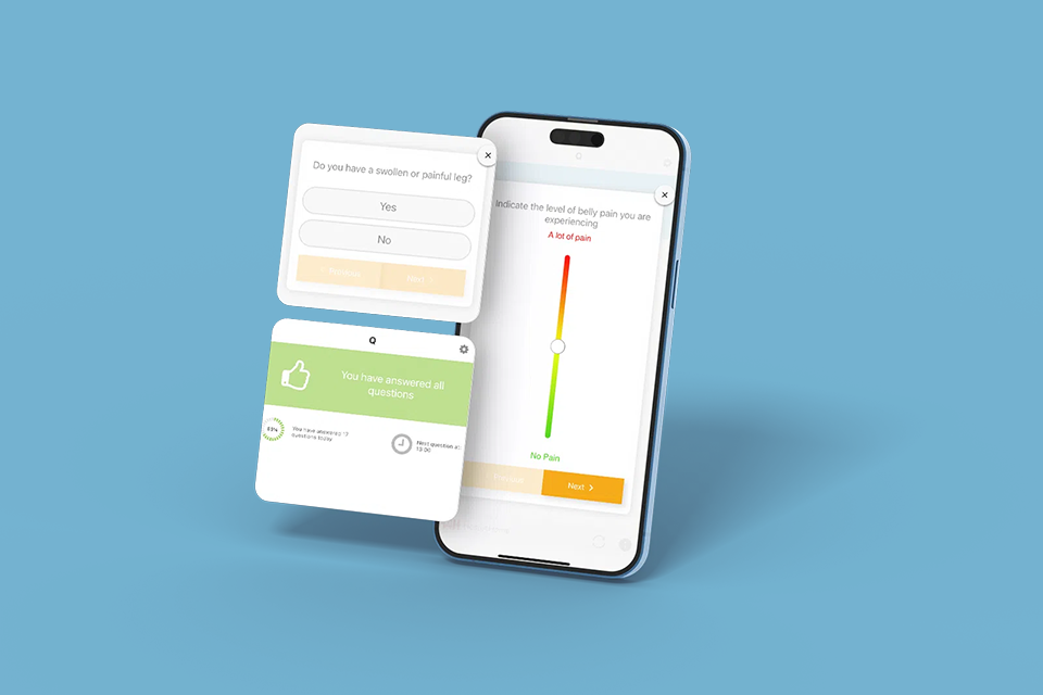een gsm waarop de applicatie van Q1.6 te zien is